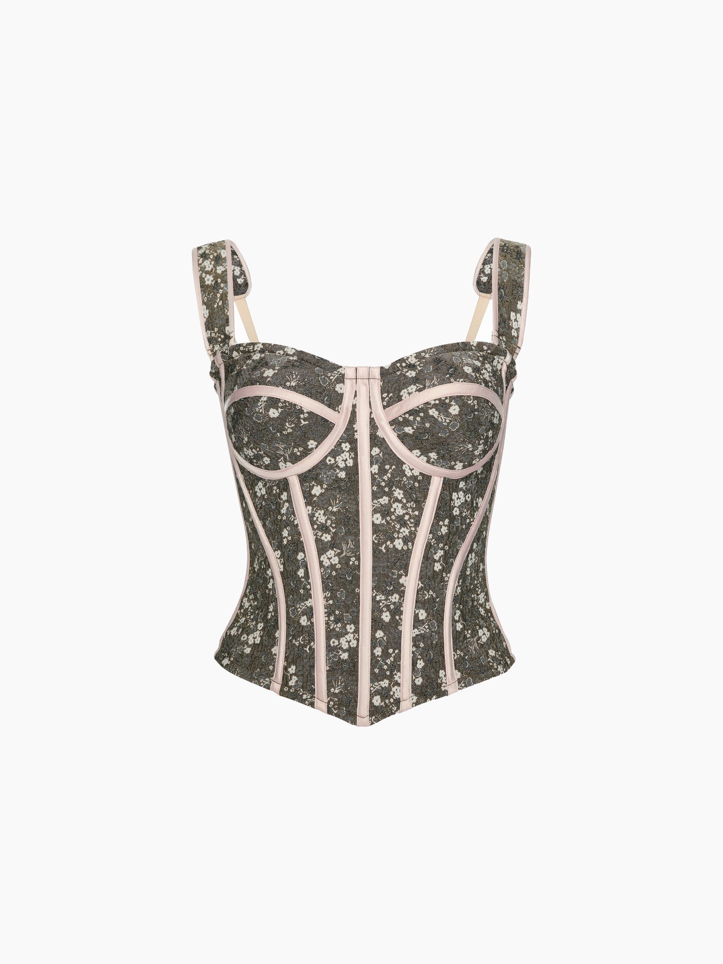 FLORAL JACQUARD CORSET TOP