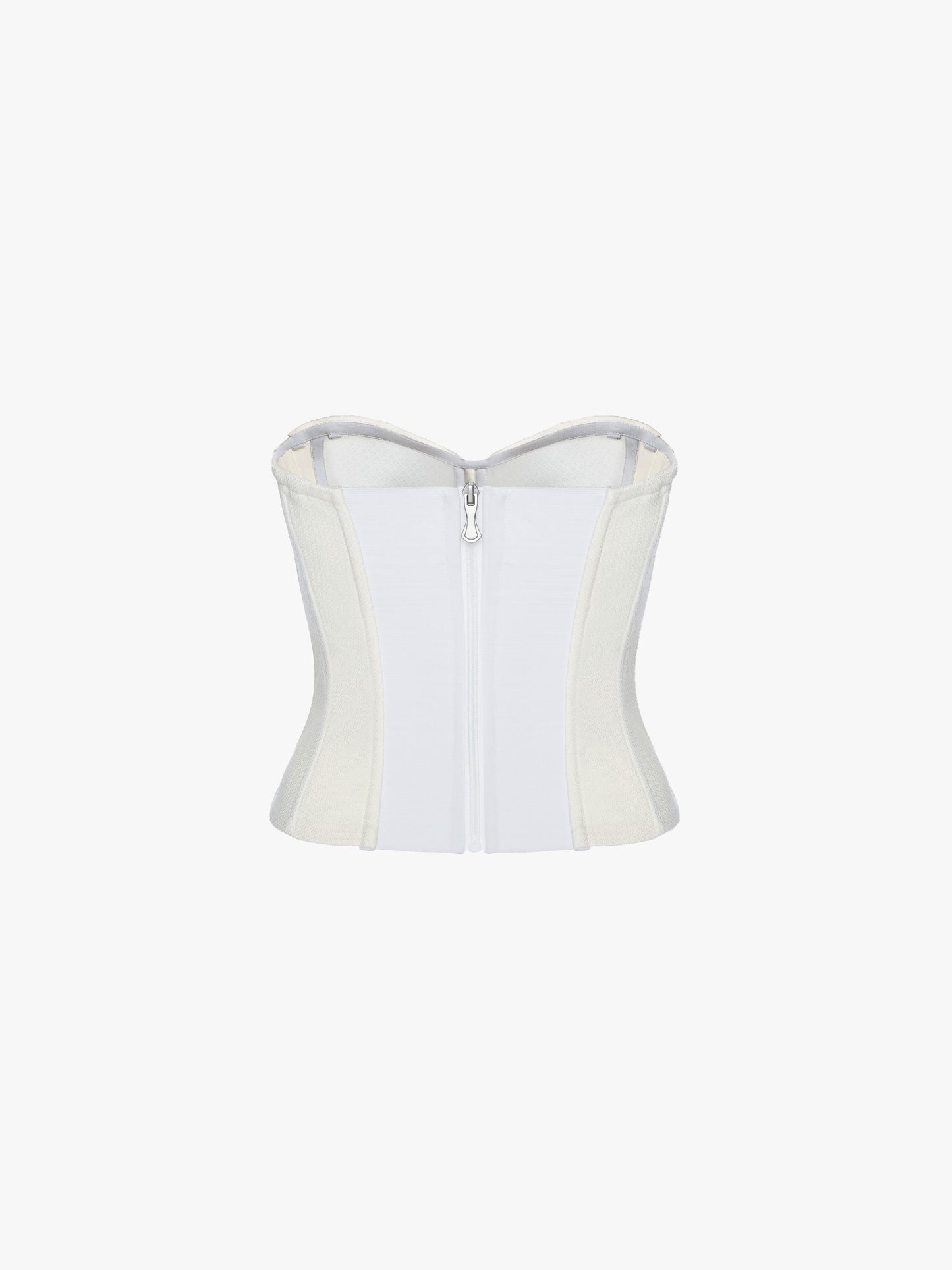 IVORY TWEED STRAPLESS CORSET TOP