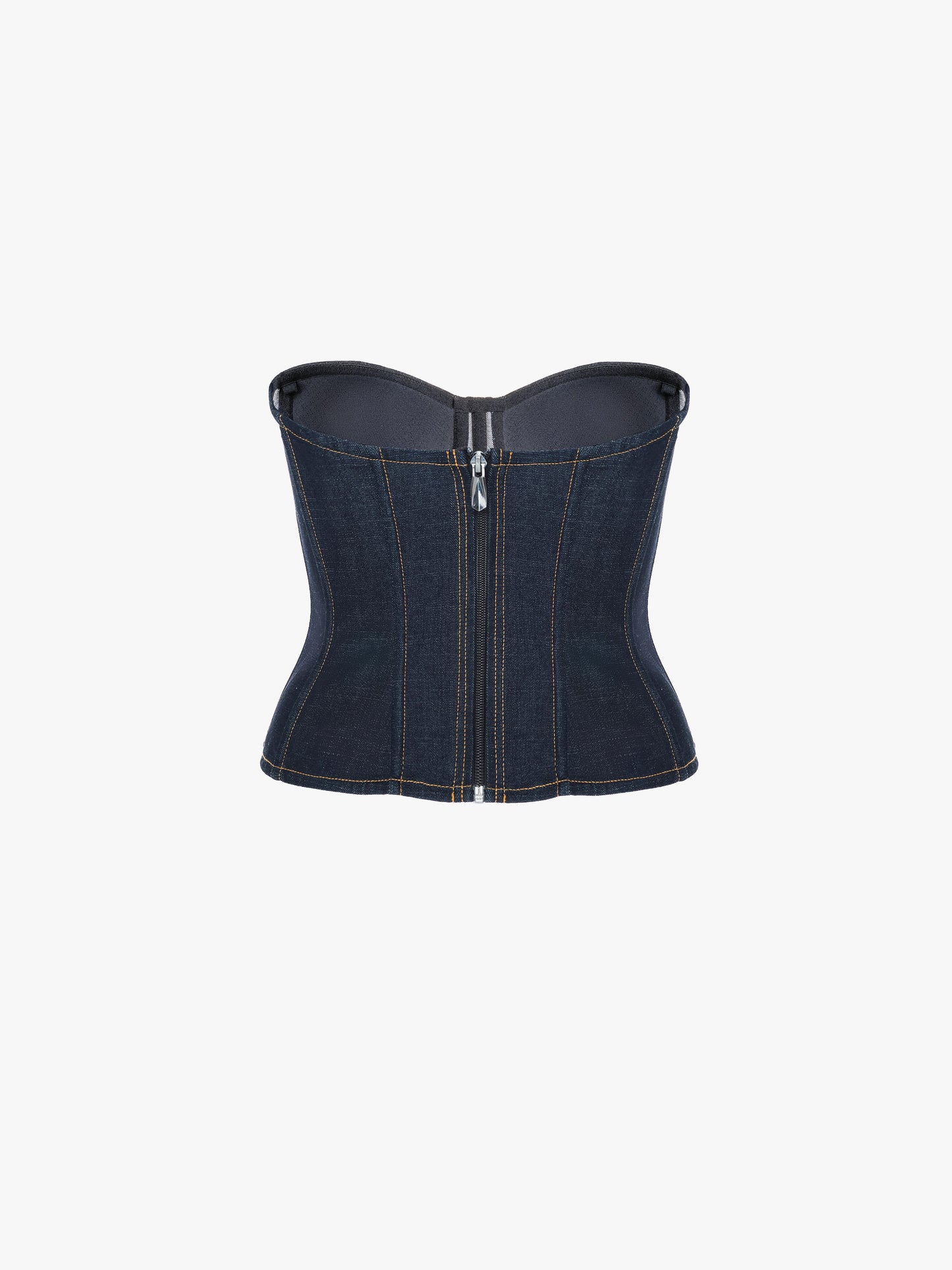 DENIM STRAPLESS CORSET TOP