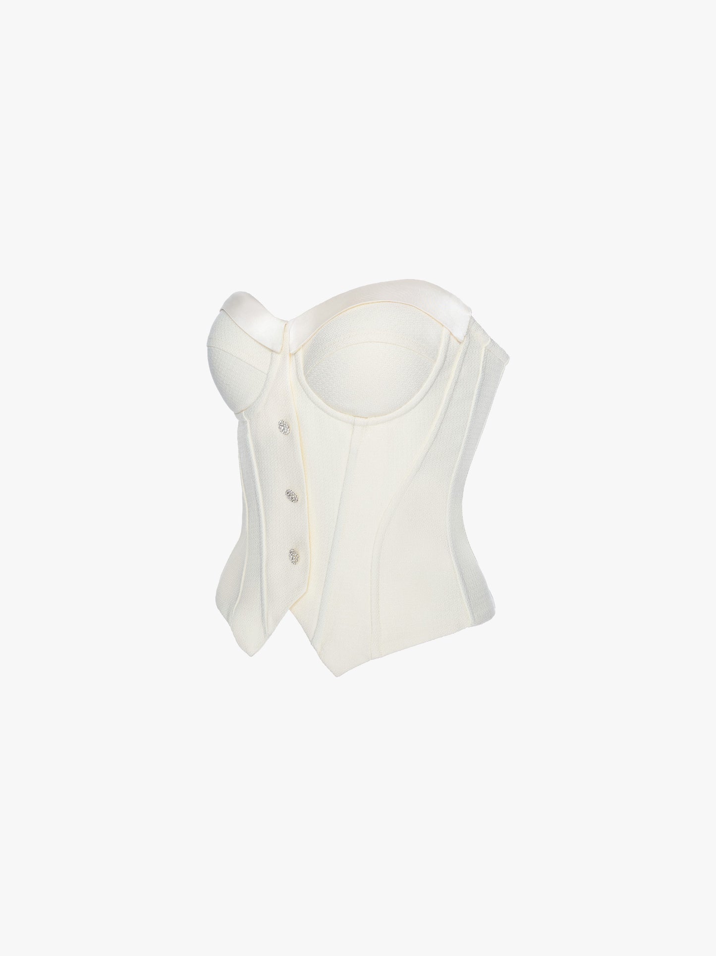 IVORY TWEED STRAPLESS CORSET TOP