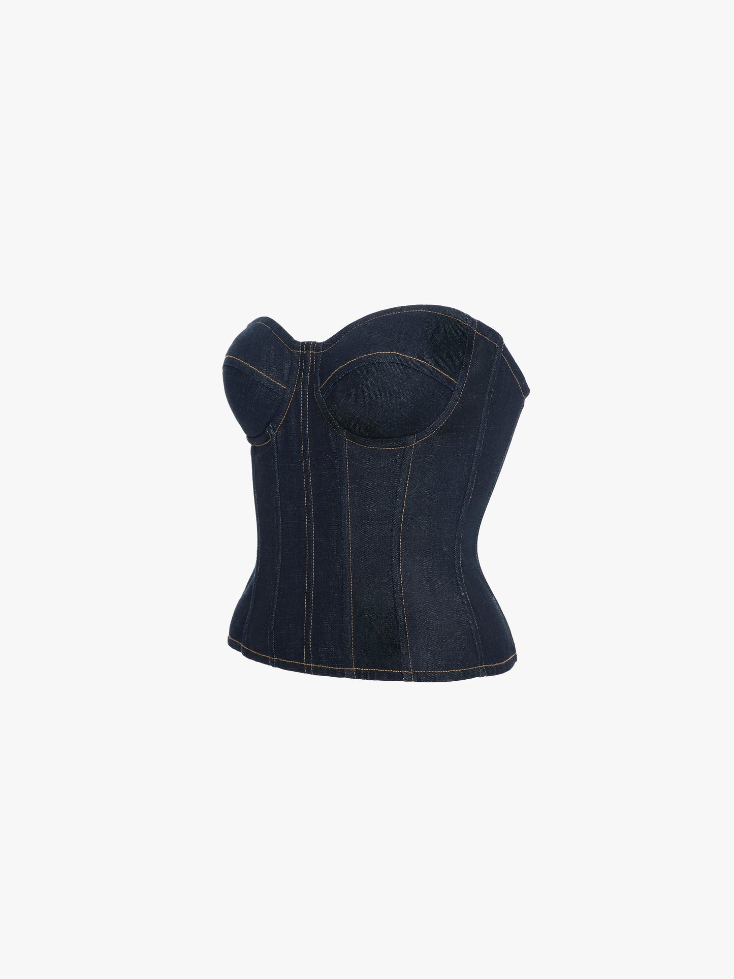 DENIM STRAPLESS CORSET TOP