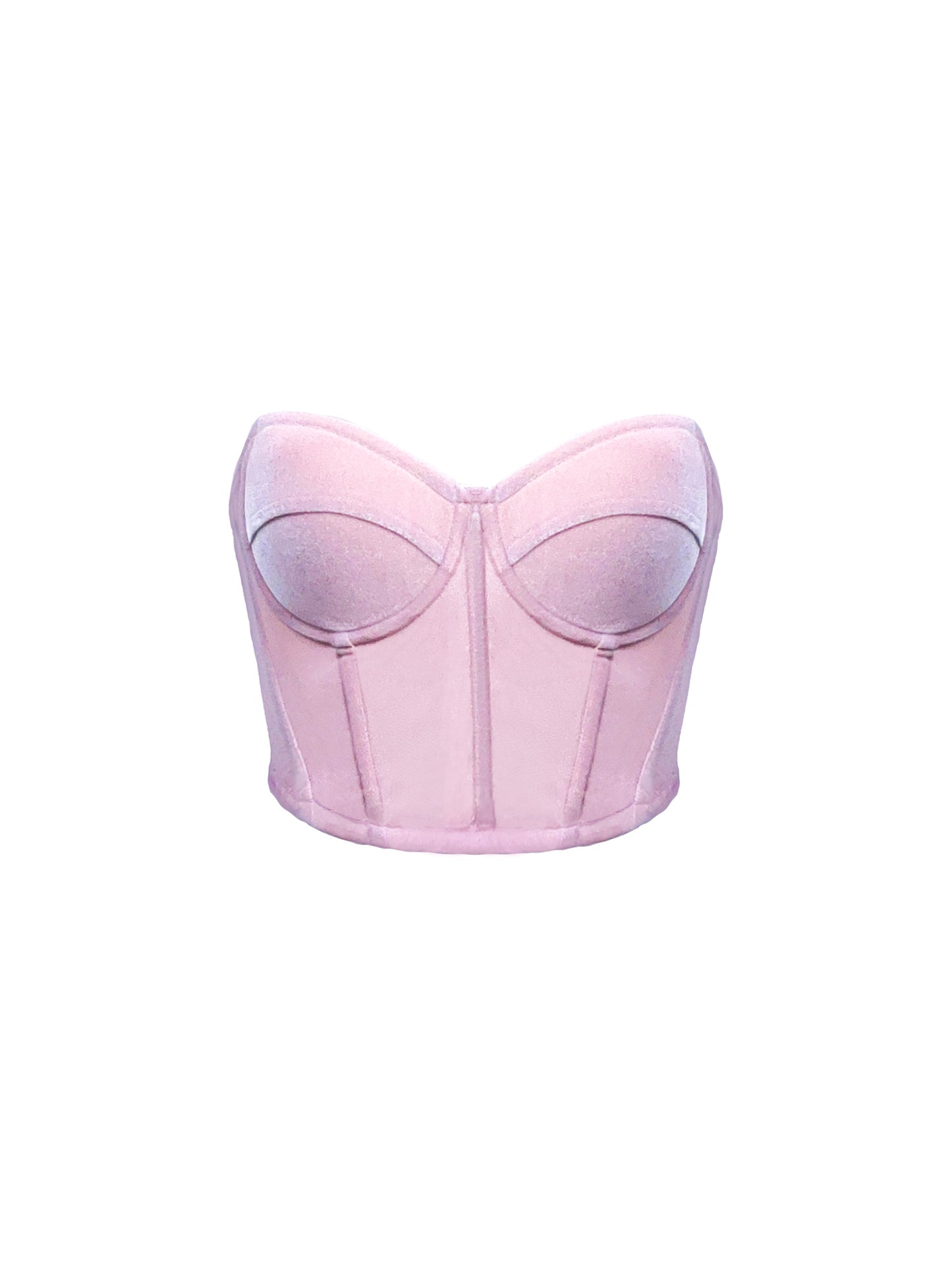 PINK VELVET STRAPLESS CORSET TOP