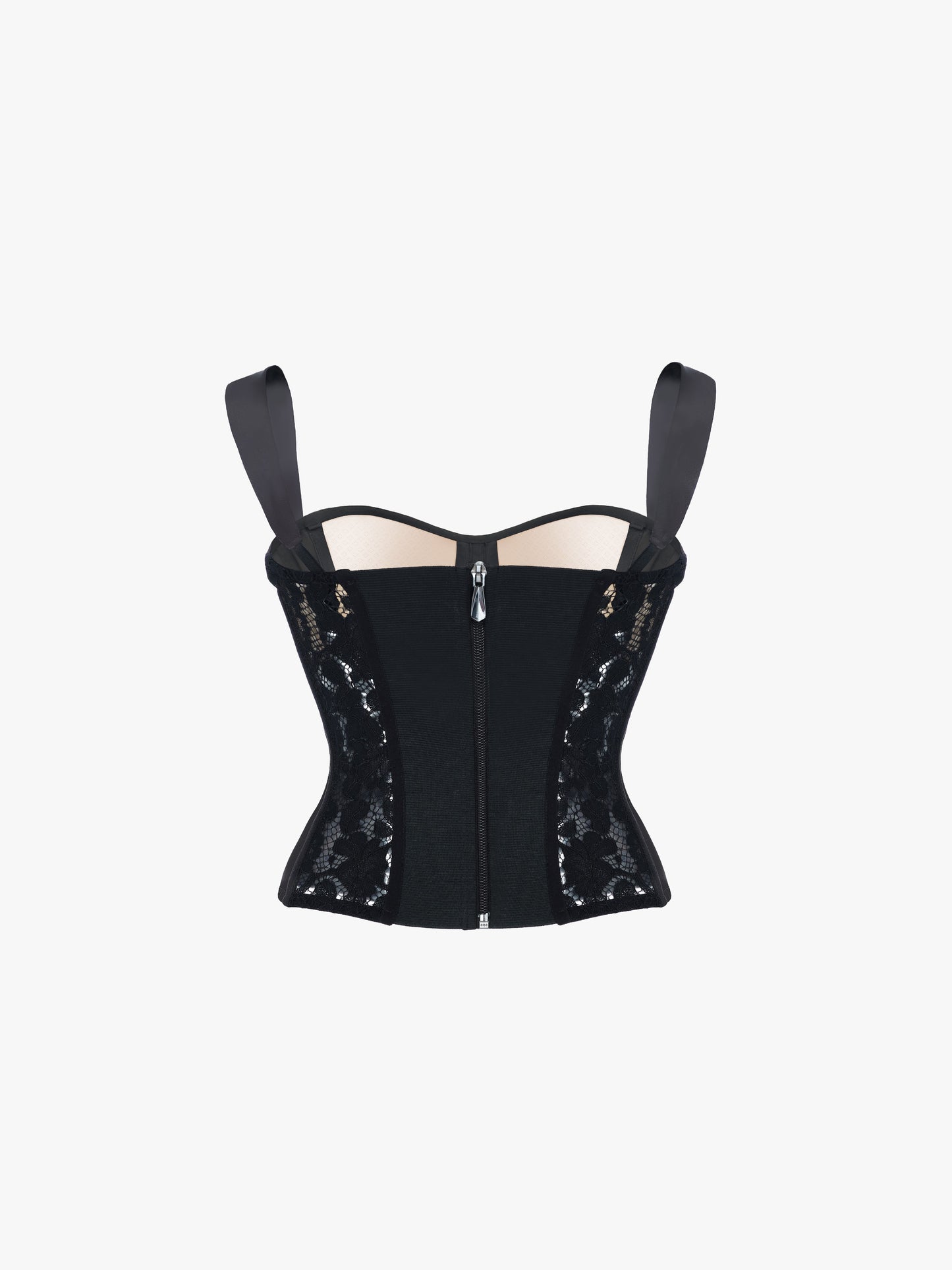 BLACK LACE SATIN CORSET TOP