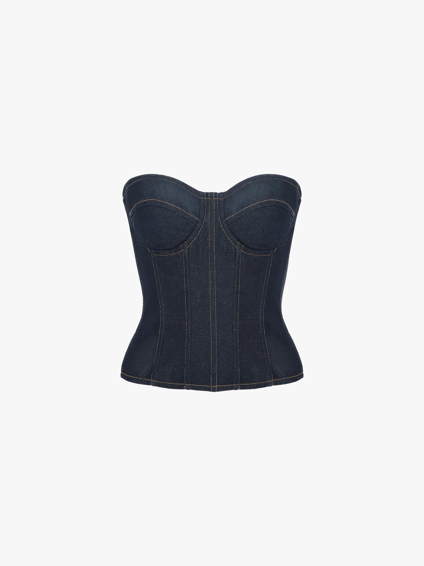 DENIM STRAPLESS CORSET TOP