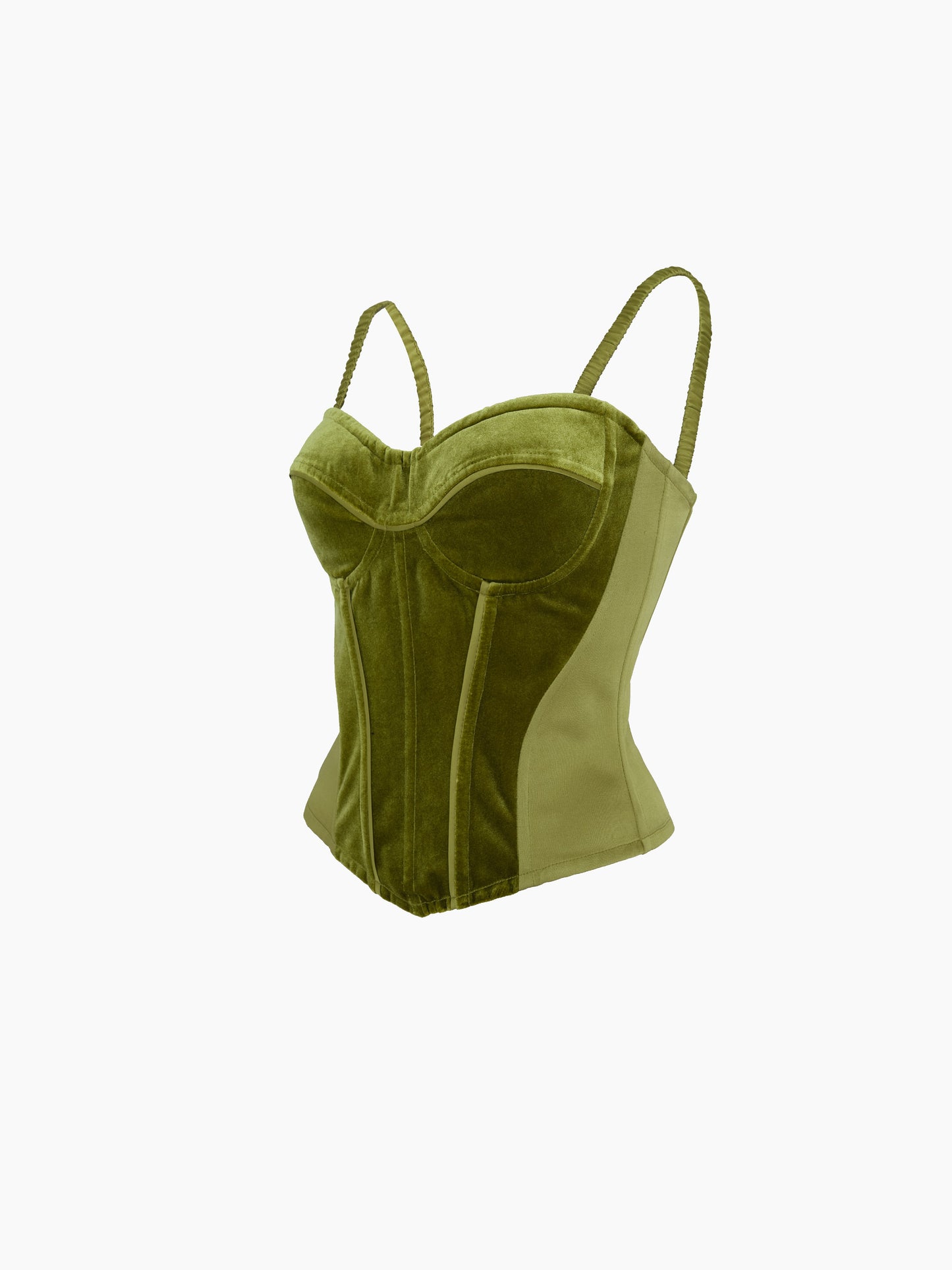 OLIVE GREEN VELVET CORSET TOP