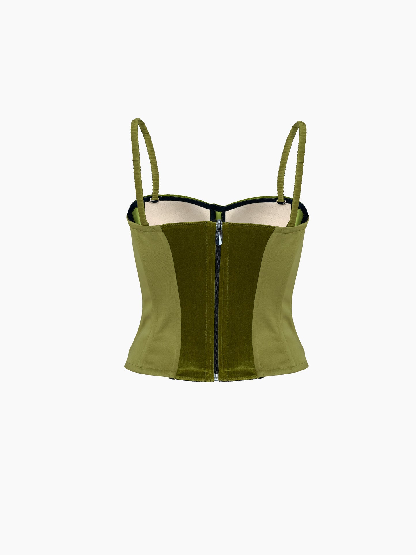 OLIVE GREEN VELVET CORSET TOP