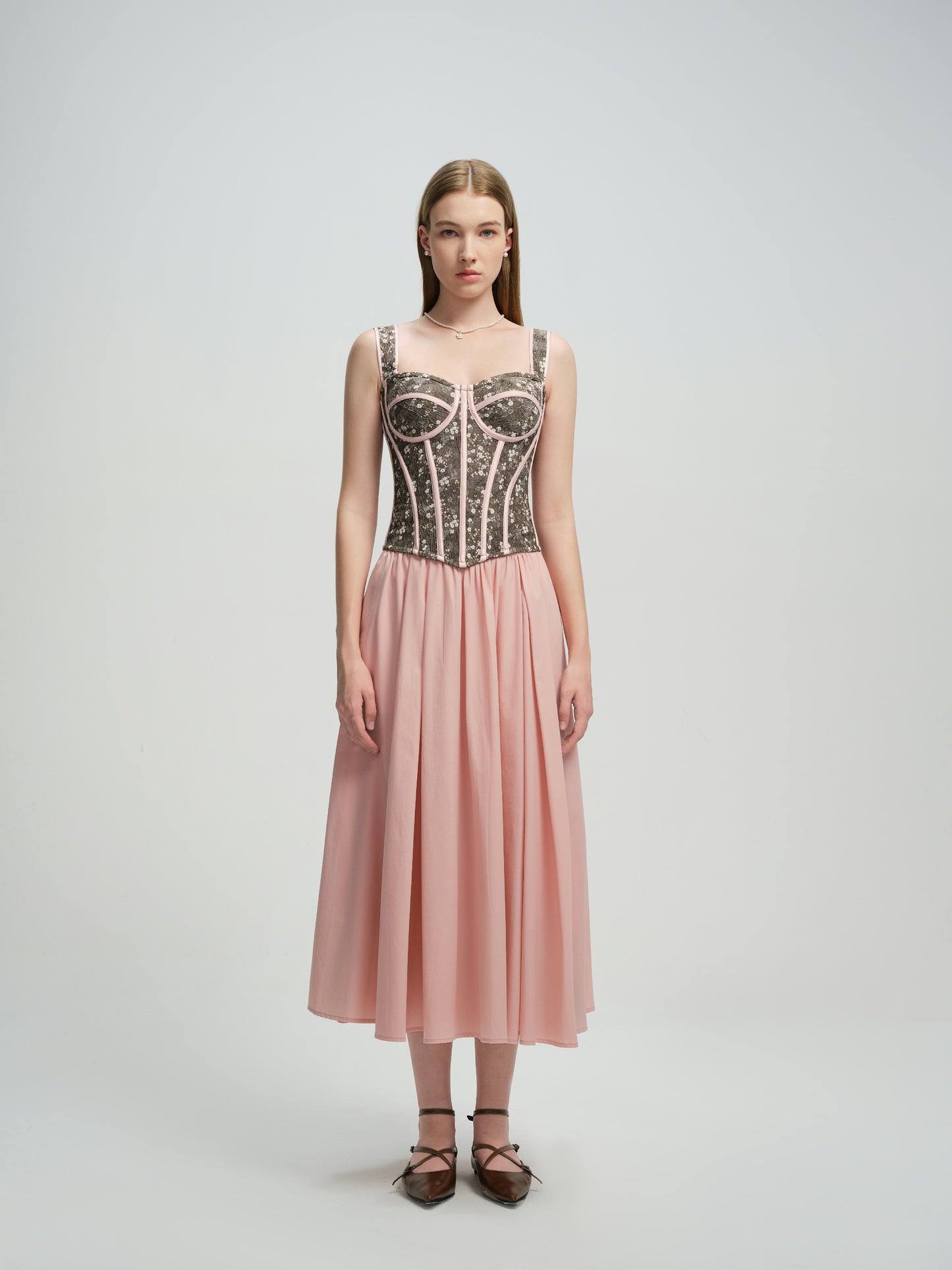 FLORAL JACQUARD CORSET TOP