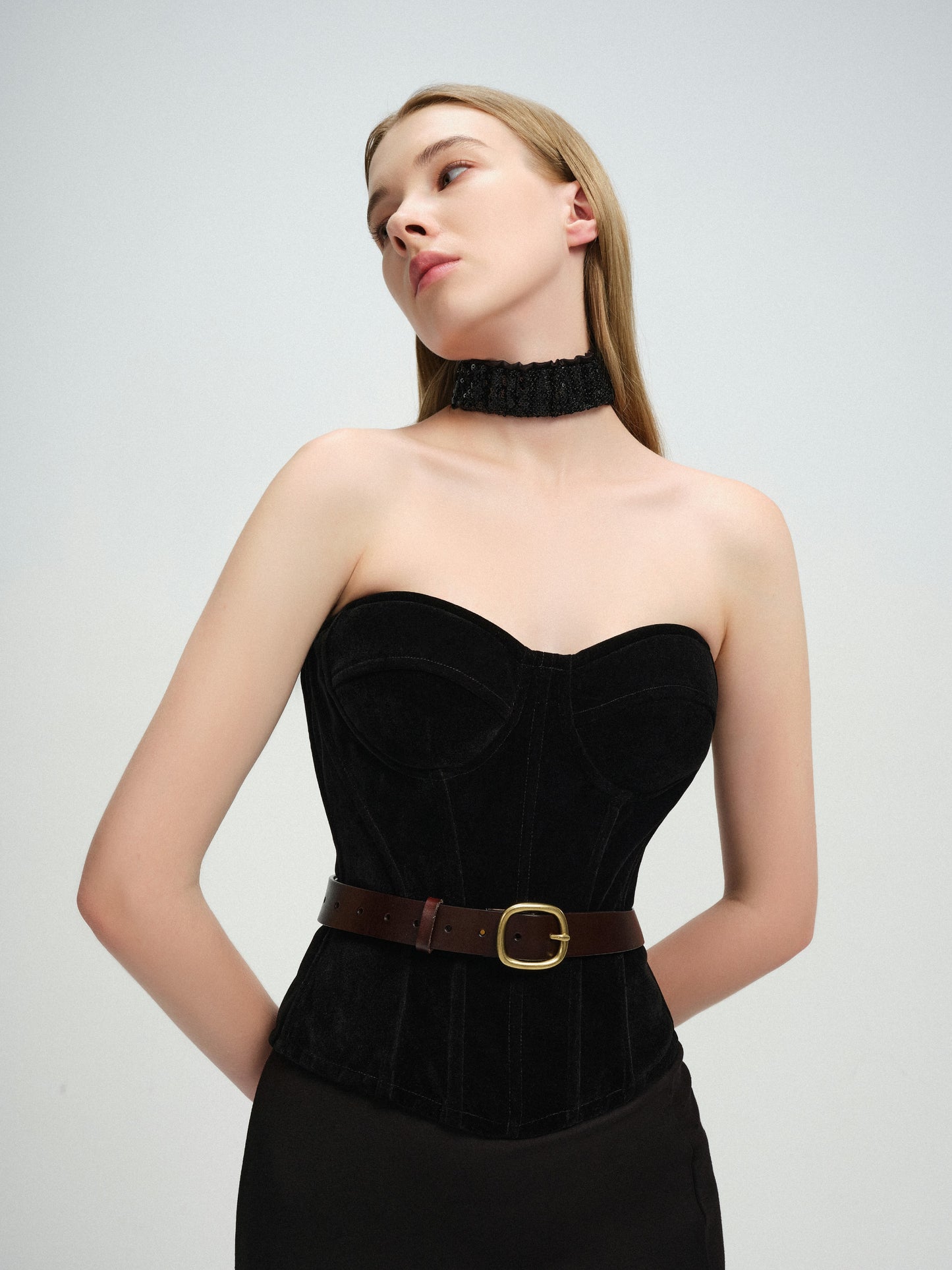 BLACK VELVET CORSET TOP