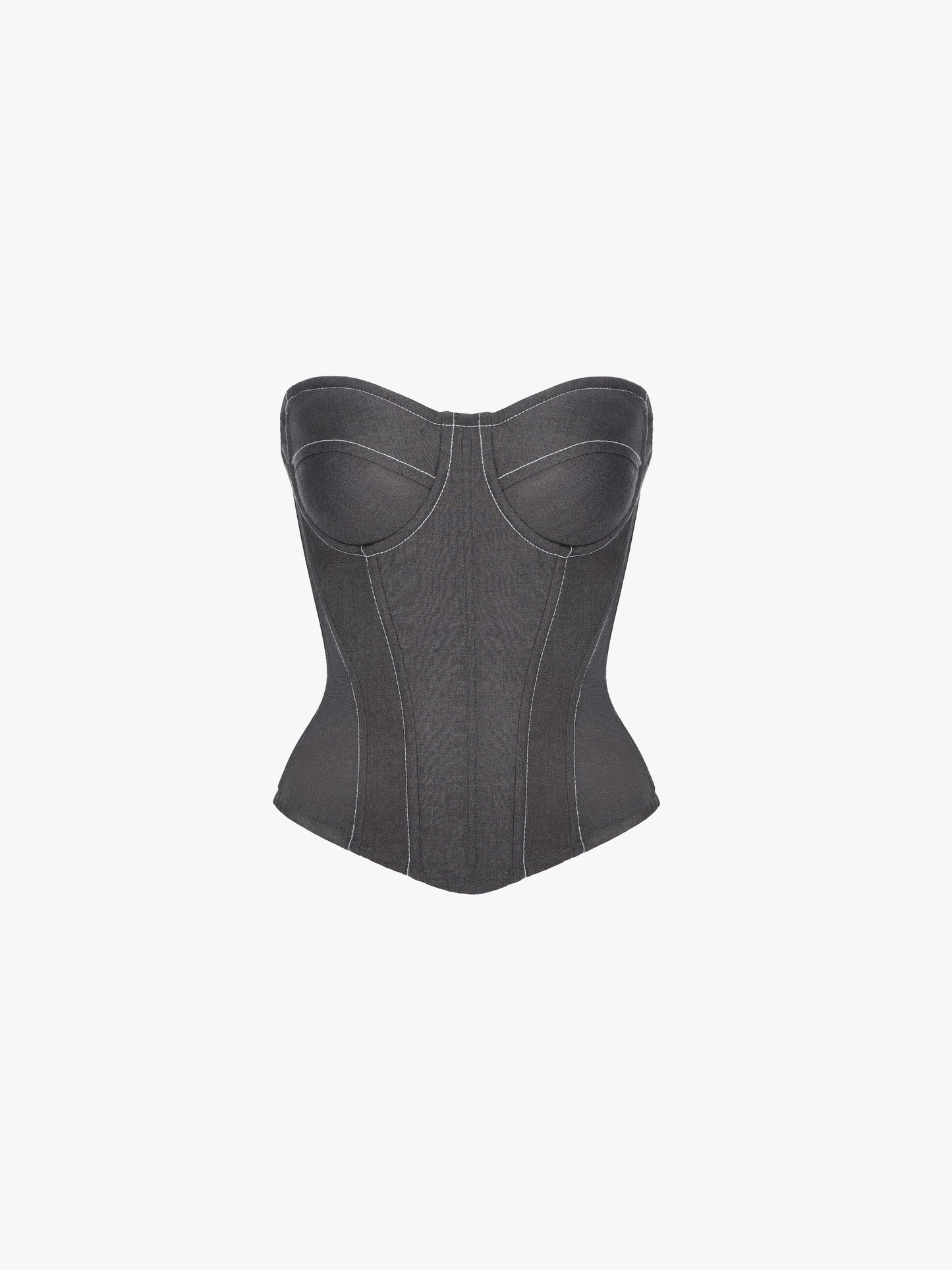 GREY STRAPLESS CORSET TOP