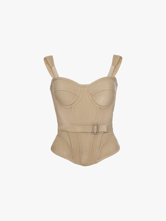 BEIGE BELT CORSET TOP