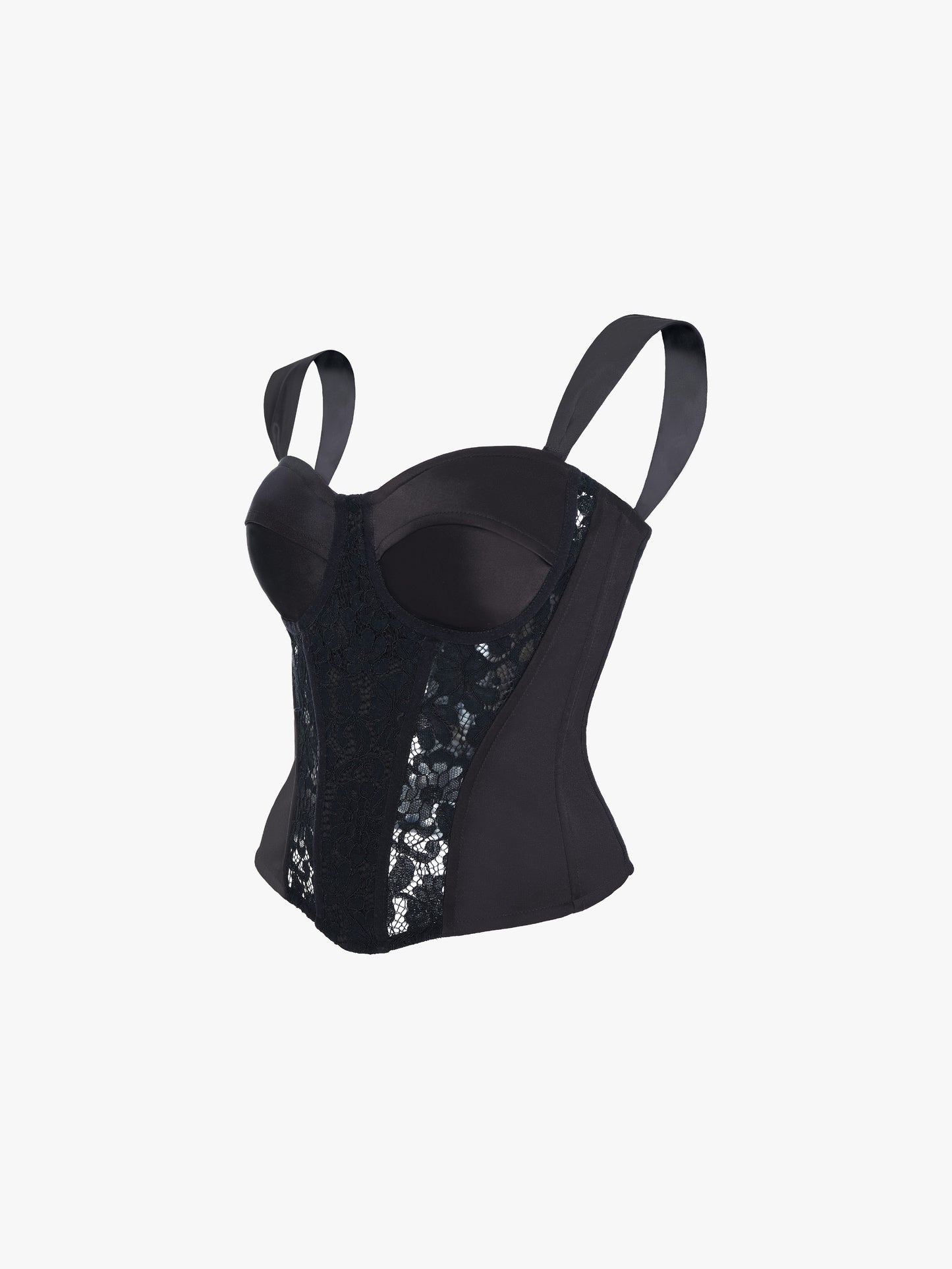 BLACK LACE SATIN CORSET TOP